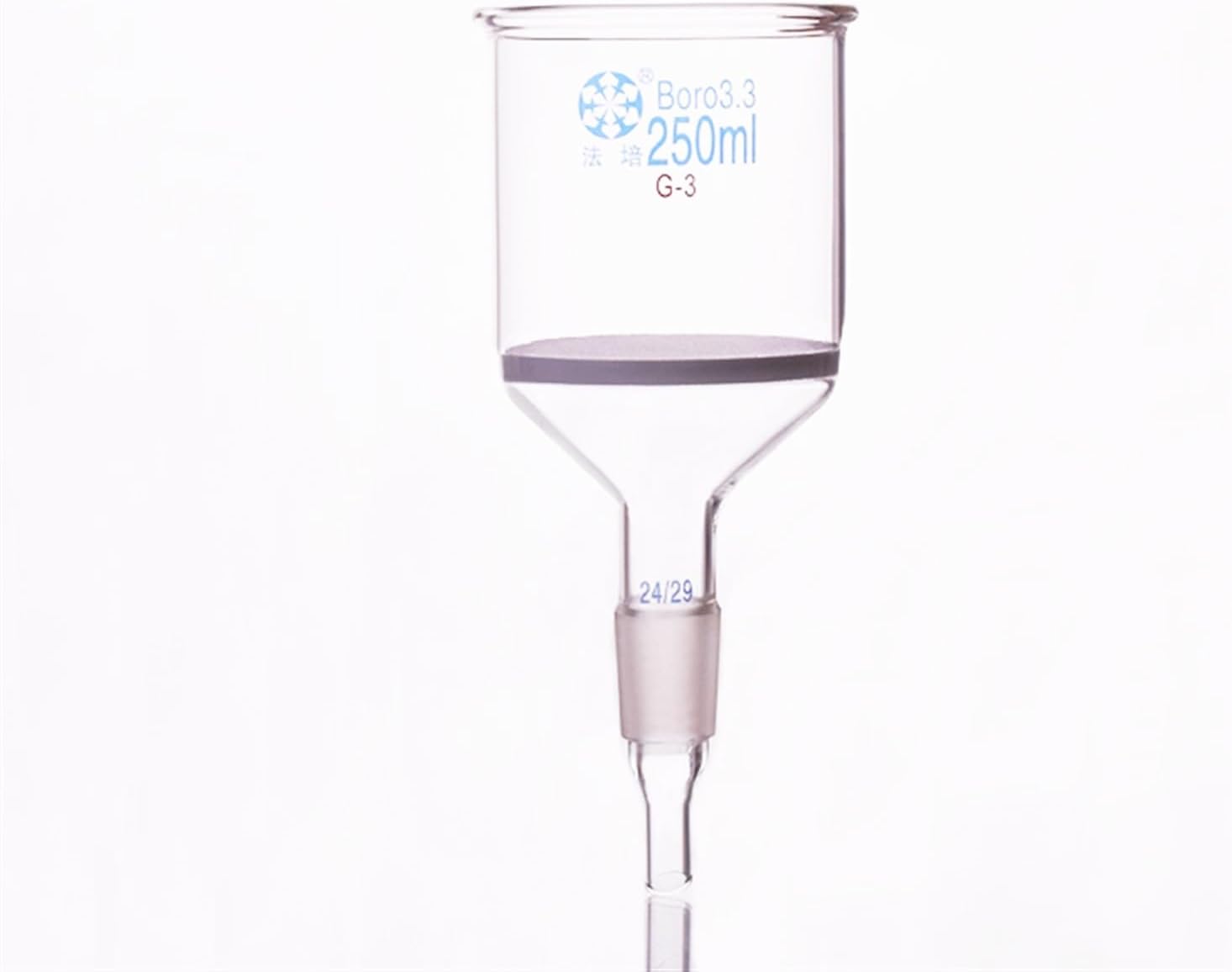 Lab Funnel Bush Funnel with Stopper,Capacity 250ml,Joint 24/29,O.D. 80mm,Effective Length 80mm,Sand Board Funnel,Specifications G3/P30