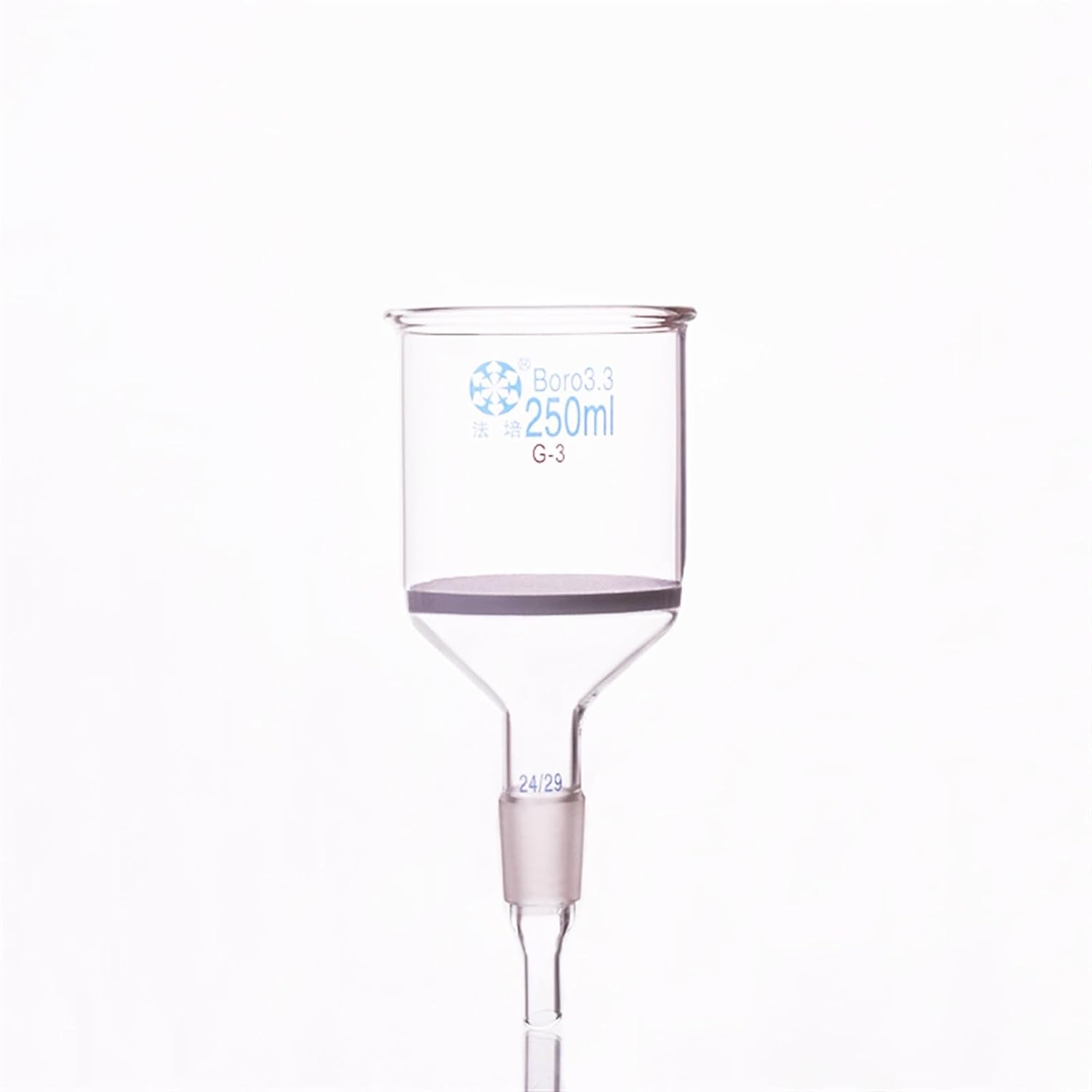 Bush Funnel with Stopper,Capacity 250ml,Joint 24/29,O.D. 80mm,Effective Length,Sand Board,Specifications G3/P30