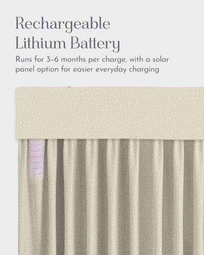 Image of Graywind Motorized Curtains with Track, Room Darkening Smart Curtains, Rechargeable Curtains Works with Alexa & Remote Control for Large Windows, Custom Drapes Up to 207 inch, Cadence Weave (Oatmeal)