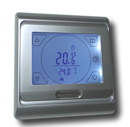 Preisvergleich Produktbild SM-PC®, Raumthermostat Thermostat programmierbar mit Touchscreen, programmierbar, Schaltleistung max. 3600 Watt SILBER #713