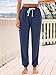 AUTOMET Women‘s High-Waisted Sweatpants with Pockets, Loose Lounge & Pajama Pants for Fall, Winter, Spring Yoga Travel Navy Blue M