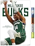 NBA Milwaukee Bucks - Giannis Antetokounmpo Feature Series 24 Wall Poster, 34L" x 22.4W", Poster & Clip Bundle