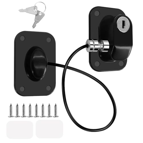 Image of ­ Door Lock With Key And Adhesives, Cabinet Restrictor Cable For Baby And Toddler, Lock For Cupboards, Drawers, Fridge, Wardrobe, Multicolor,1 Count