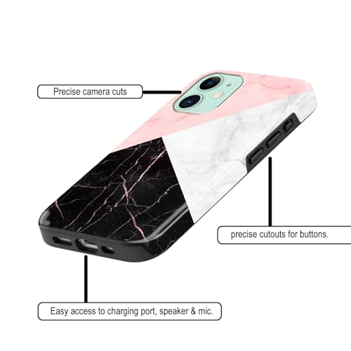 Image of COLORflow Back Cover Compatible with iPhone 11 | Beautiful Black White Pink Marble | Designer Printed Glossy Armoured Bumper Back Cover Compatible with iPhone 11