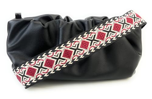 Image of Purse Strap Replacement for Crossbody Bags & Handbags | Premium Webbing with Silver Hardware Clip-On Installation Adjustable Length Comfortable Wide Guitar Style Strap