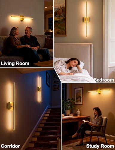 Image of Battery Operated Wall Sconces Set of 2: 10000mAh Rechargeable Wall Lights with Remote, 360 Rotate 3000K-6000K LED Wireless Wall Light Fixtures Decor for Bedroom Living Room Hallway Picture Lighting