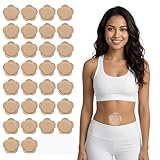 30 Patchs à L'huile de Castor Oil Couleur Peau   Compresses à L'huile de Ricin pour Nombril Patchs Autocollants Spunlace Compresses Absorbantes à L'huile de Ricin Pas de Lavage (Huile non Incluse)