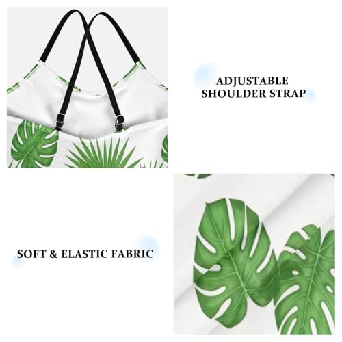 Girls Swimming Suits Beach Swimsuit 3-10 Y with Adjustable Shoulder Strap, Palm Leaves White3