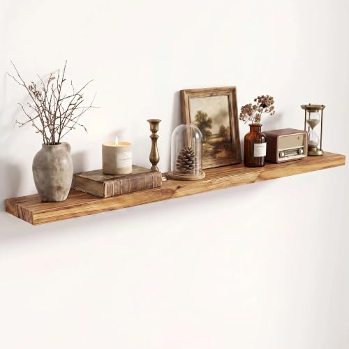 Image of Fun Memories 48 inch Wall Mounted Floating Shelves, Natural Elm Wood, 1 Pack