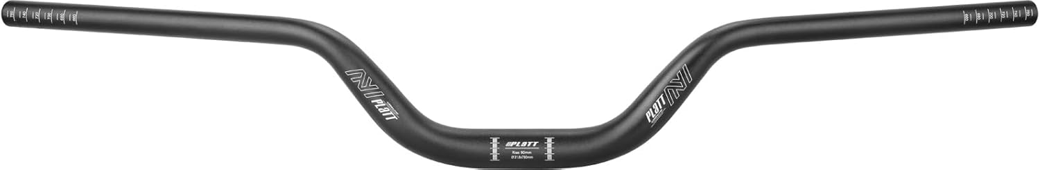 PLATT 25.4/31.8mm Mountain Bike Handlebar/Riser Handlebar - (30mm, 35mm, 50mm, 70mm, 90mm, 120mm, 160mm) High-Rise Aluminum Alloy MTB Handlebar (31.8mm-780mm, 90mm Rise)