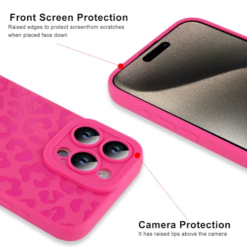 Image of ZIYE for iPhone 15 Pro Max Case Hot Pink Leopard Pattern Phone Case