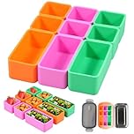 Foribyw 9Pcs Silicone Lunch Bento Box Divider, Square/Rectangle Bento Baking Cups, Temperature Resistant Bento Box Food Divider Insert for Kids Office School (Square+Rectangle)