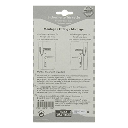 Burg Wächter Sicherheits-Türkette mit Kindersicherung, 15 cm Länge, TK 75 SB, Vernickelt, Kettenlänge: 15 cm