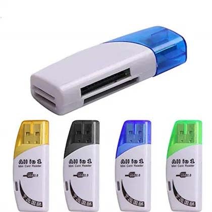 Image of Original 4 in 1 USB 2.0 Card Reader Supported Memory Cards for Compatible with Micro SD, Mini SD, SD, SDXC, Micro M2, Memory Stick (Multi Colour)