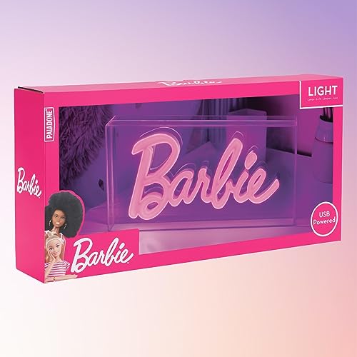 Image of Paladone Barbie Logo LED Neon Pink Sign, Officially Licensed Barbie Merchandise and Room Decor