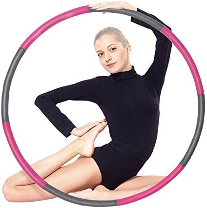 Auoxer Fitness Exercise Weighted Hoola Hoop, Detachable and Size Adjustable Design, Lose Weight Fast by Fun Way, Fat Burning Healthy Model Sports Life, gray