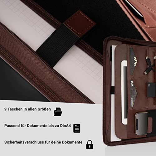 AZORIS Premium® Cartella Portadocumenti A4 marrone...