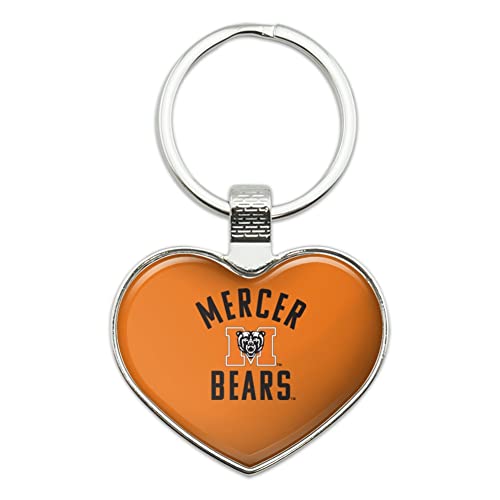 Mercer University Bears Logo Keychain Heart Love Metal Key Chain Ring