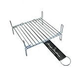 Menaje Martínez Parrilla Doble Barbacoa 45x50 cm de Acero Zincado con Mango 27 cm, Parrilla para Asar Carne, Pescado y Verduras