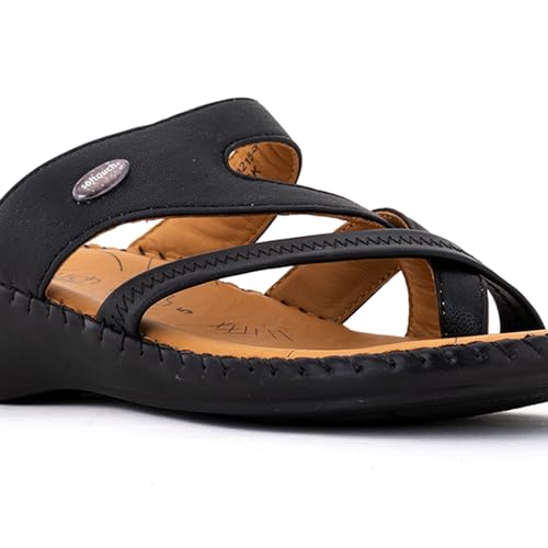 Image of Khadim's Softouch Leather Wedge Heel Slip On Sandal for Women
