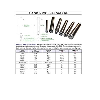 HT-180 Hand Rivet Clincher for .087 Diameter Tubular Rivets. Designed to BE Used in Conjunction with A Hammer to Clinch/ROLL Tubular Rivets. (Pack of 1)