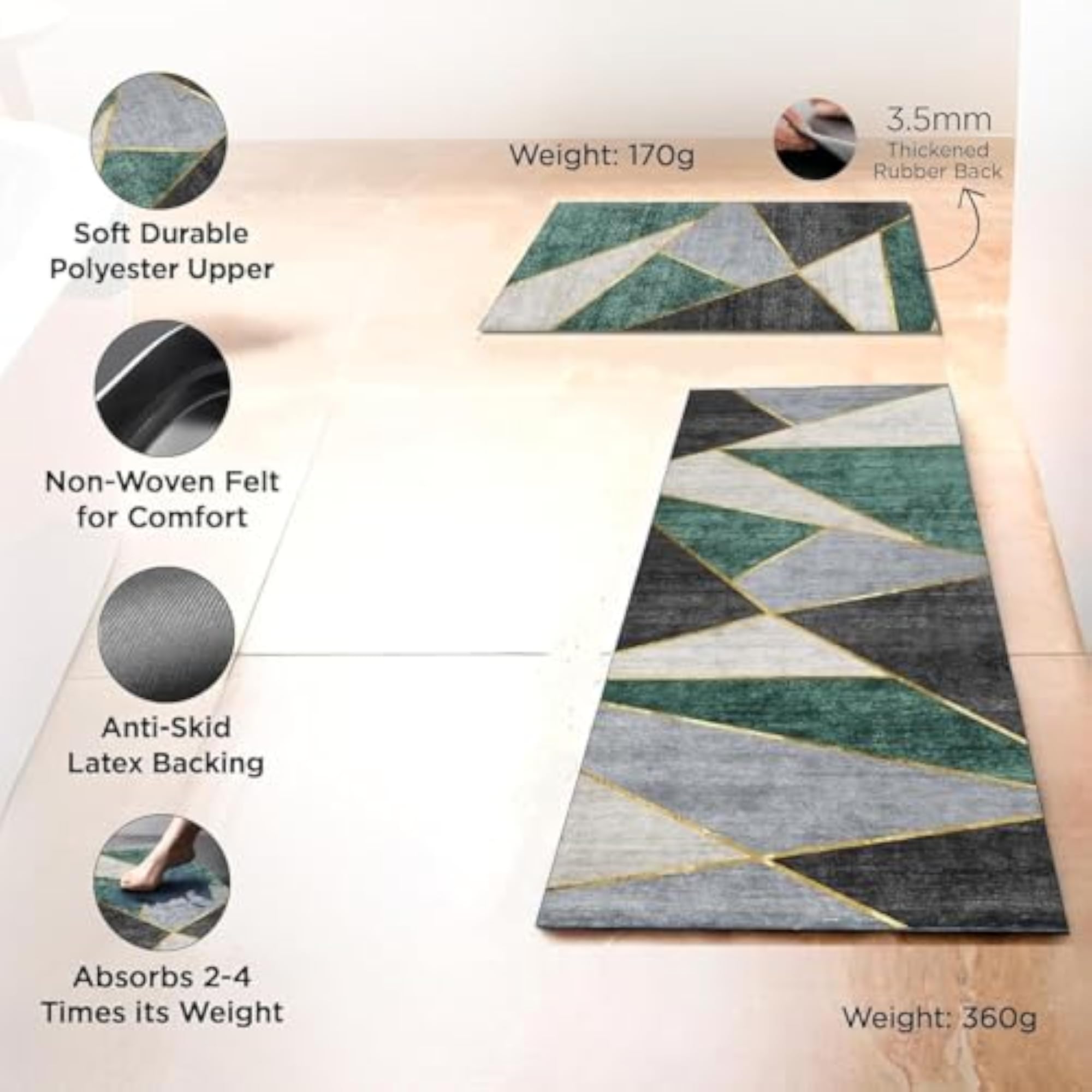 Kitchen Floor Mats, 2 Size Combo for Comfort