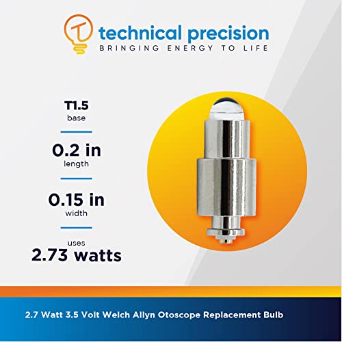 Replacement Bulb For Welch Allyn Hpx 06500, Hpx08500, Macroview 23810 By Technical Precision - 2.7 W, 3.5 V Halogen Otoscope Lamp - 1 Pack #TOP5
