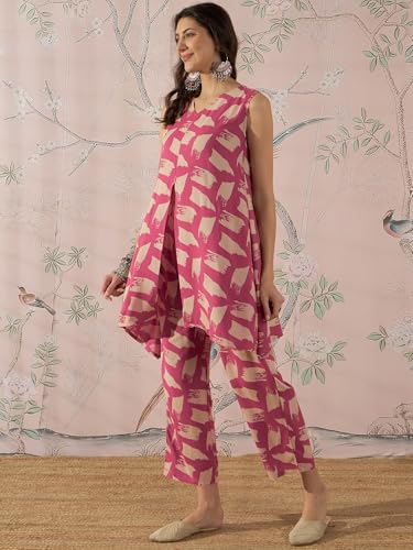 Image of InWeave PUNCH PINK BEIGE SLIT KURTA SET