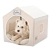Jiupety Indoor Dog House with Frame, Cute Dog Tent Bed with Cover Cave, Breathable, Washable, and Foldable House, Suitable for 10-20 Lb Puppy and Cats, Medium (17″×17″×17″), Beige