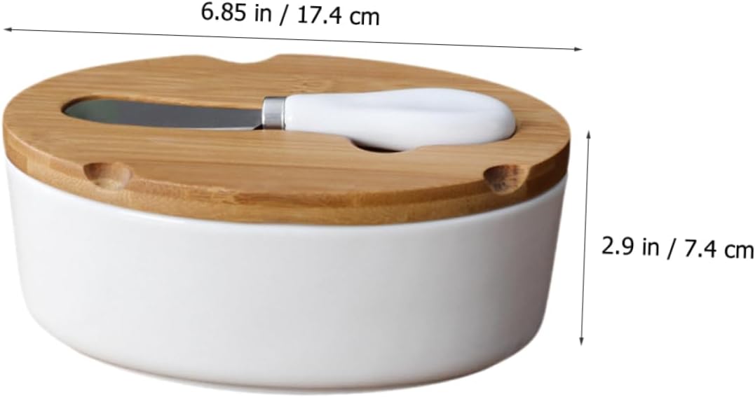 Cabilock 1 Set Elegant Ceramic Butter Box with Cover Sealed Butter Dish for Kitchen Tableware Easy to Use and Clean for Slicing