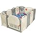 COSTWAY Parc Bébé Pliable Barrière de Sécurité en Plastique avec Jouets et Porte Barrière de Jeux pour Enfants