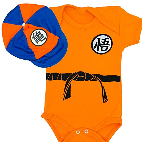 Kit Body Bebe estampado Anime + bone boina chapeuzinho (M - Até 8 Meses)