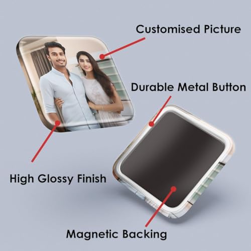Image of Customized Photo Fridge Magnets Set of 6 - 2x2 inch Premium Metal Picture Magnets | Personalised Photo Print for Fridge, Office Boards & Home Decor | Custom Gift for Birthday, Anniversary, Memories