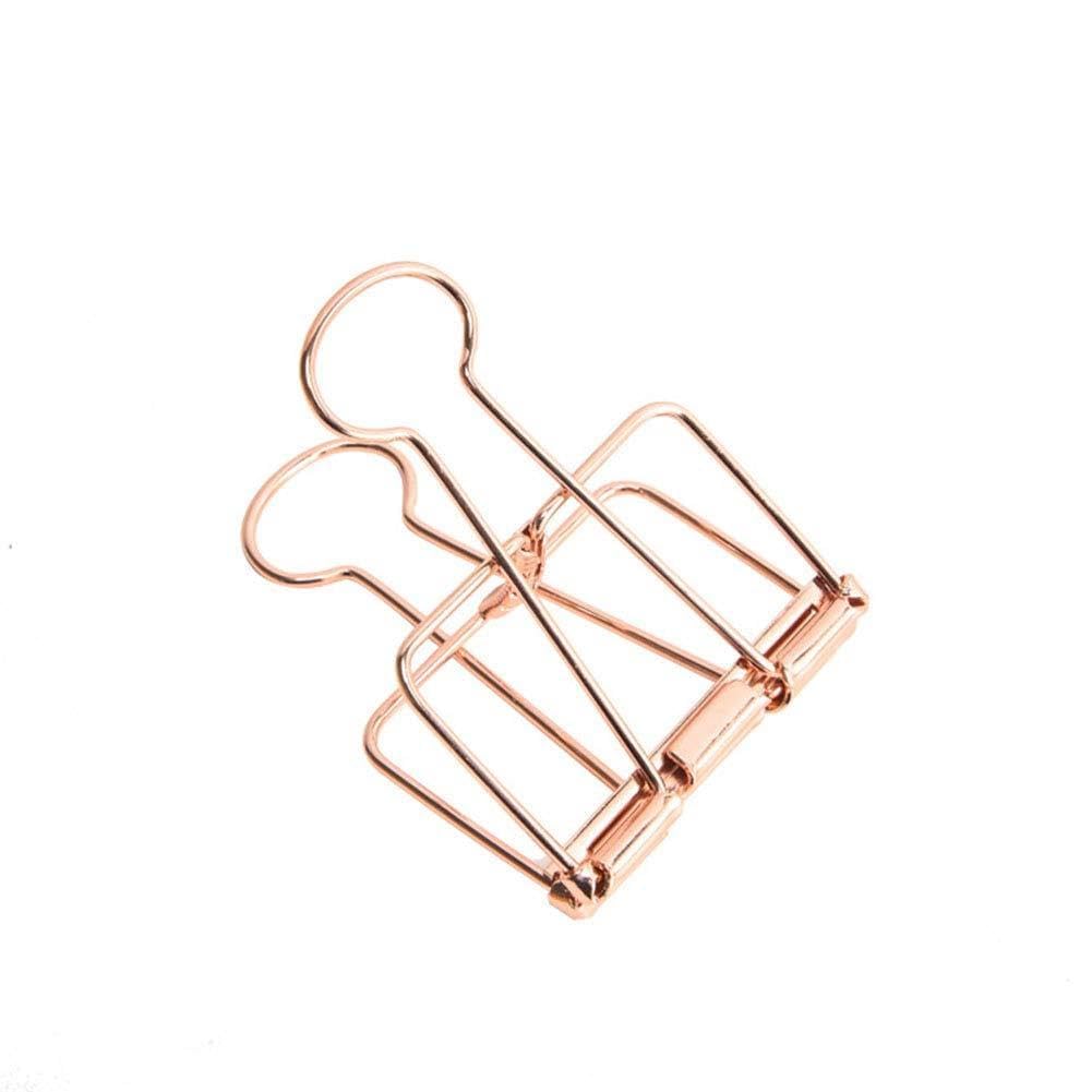 Egurs 10pcs Creative Metal Wire Binder Clips Rose Gold Foldback Clip 51mm