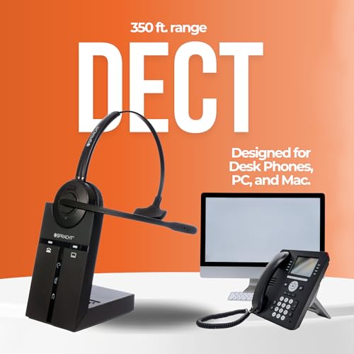 Spracht Wireless Headset | Single Ear USB/DECT Combo Headset with Mic - Noise Cancelling Headphones | Compatible with Desk Phone, PC, and Mac Computer via USB HS-2020 by Spracht - Image 2