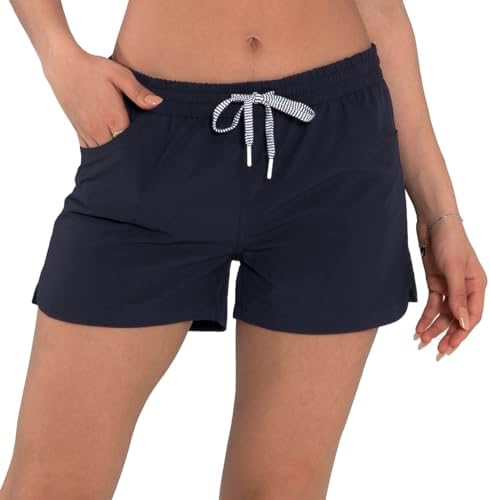 Womens Swim Shorts UPF50+ Board Shorts Quick Dry Beach Shorts Drawstring Sports Summer Bottom