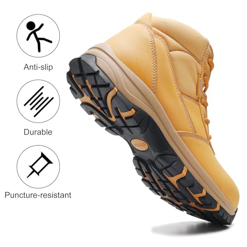 Image of Men's 5 inch Waterproof Steel Toe Work Boots, Side Zip Safety Shoes OX2518 | Insulated, Puncture Resistant