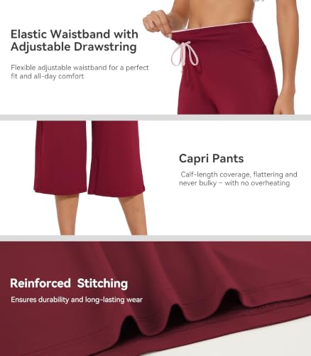 Image of WiWi Bamboo Viscose womens capri pants Wide Leg Pajama Super Soft Lounge knit Sleep shorts Cooling Pj Bottoms S-XXL