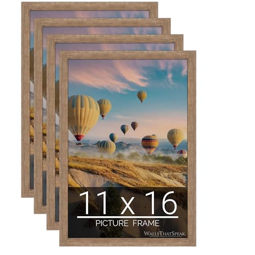 wallsthatspeak 11x16 Brown Barnwood Picture Frame for Puzzles Posters Photos or Artwork (4-Pack)