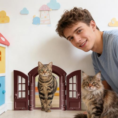 Puerta interior para gatos elegante: gatera retro tipo panel francés 4