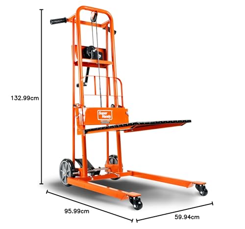 SuperHandy Material Hebewinde Stapler, Palettenwagen, Hubtisch, Gabelheber, 150 kg, 100cm maximale Hubkraft mit 20cm Rädern, Lenkrollen [zum Patent angemeldet]