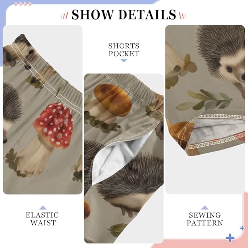 ZZXXB Hedgehog Mushrooms Boys Long Pants Soft Trousers Elastic Waist Kids Lounge Bottoms with Pockets S-XL4