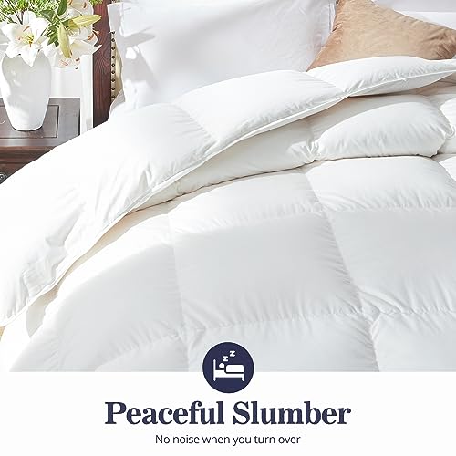 Globon Ultra-Soft Down Feather Comforter Queen Size,Luxurious Fluffy Hotel Collection Duvet Insert for All Season,Noiseless Shell,700 Filling Power,Medium Weight with Corner Tabs, White… - Image 5