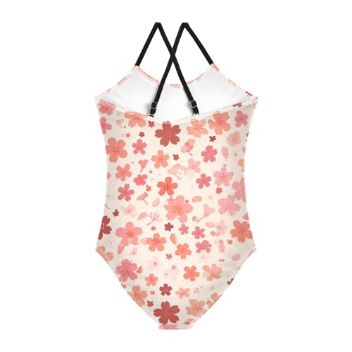 KLL Cherry Blossoms Toddler Girl 1 Piece Swim Suit Summer Swimming Suits with Adjustable Straps UPF 50+2