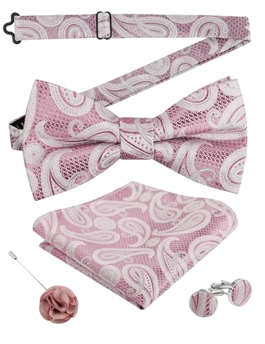 Image of Alizeal Mens 4pcs Vintage Paisley Bow Tie Set