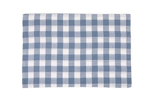 Xia Home Fashions Gingham Check Placemats, 13 by 19-Inch, Blue, Set of 4