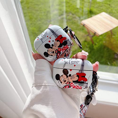 Airpods Case Fancy With Mickey And Minnie Lanyard Keychain ，Personalised Anime Kiss Designed And Unique Imd Process Tpu Soft Airpods 1&2 Case #TOP4