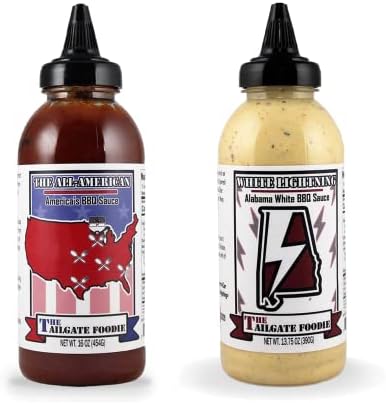The Tailgate Foodie's - Two Pack Sauce Bundle (1) All-American Barbecue Sauce, (1) White Lightning Barbecue Sauce, Small Batch, Perfect for Grilling, Smoking, or Cooking Chicken, Beef, Pork, Seafood