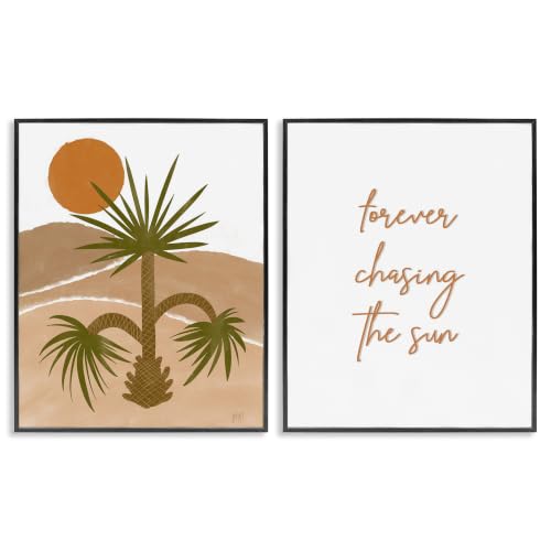 Stupell Industries 'Forever Chasing the Sun Phrase', 2pc Framed Giclee Art Set 2, Black, 11 x 14 Inches, Easy to Hang and Sturdy, Made in USA, by Birch&Ink