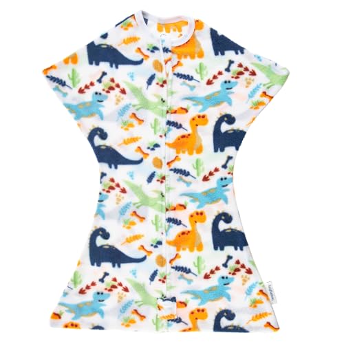 Image of SleepingBaby Zipadee-Zip Transition Swaddle - Fleece Baby Swaddle Blanket with Zipper Convenience - Dino, Small (4-8 Month)